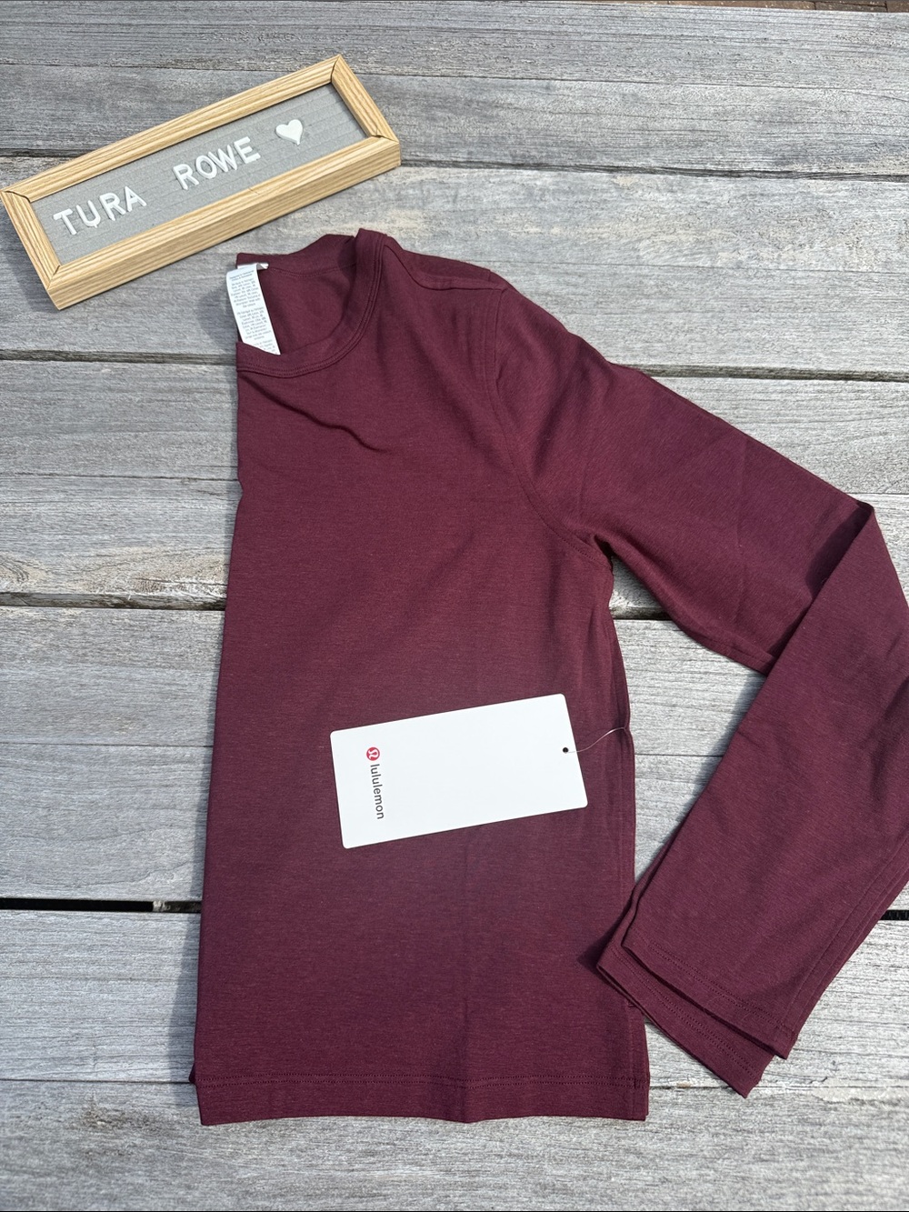 Lululemon Classic Fit Cotton Blend Long Sleeve Tee garnet burgundy size 6 NWT